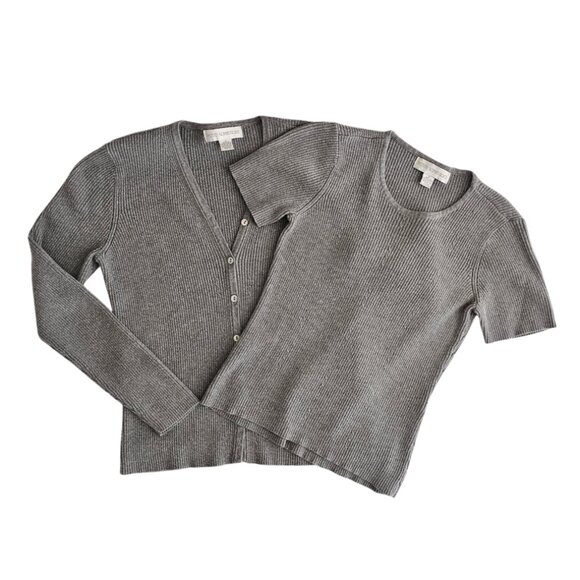 Petite Sophisticate Sweaters - Petite Sophisticate Ribbed Cardigan & Top Set | EUC | SP | Gray